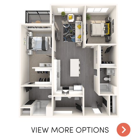 Floor plan for 2 beds, 2 baths, 1195 sqft
